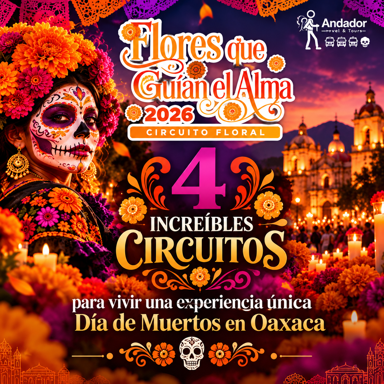 Flores que Guían el Alma 2026: 4 circuitos de Día de Muertos en Oaxaca